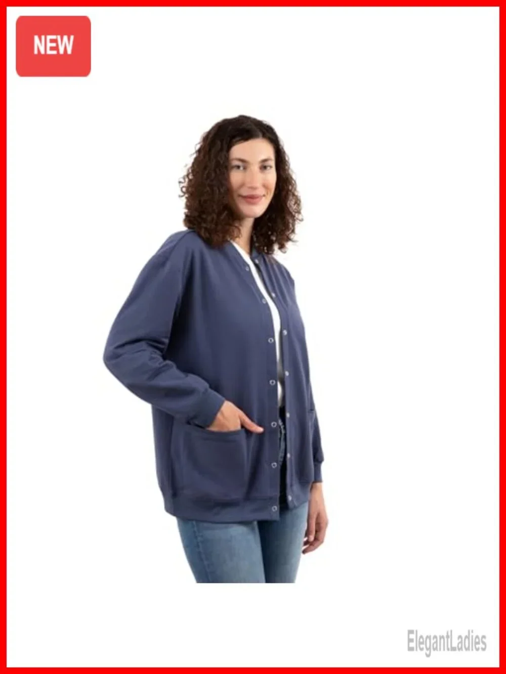 Women's Fleece Snap Front Cardigan, Soft Lightweight Baseball Jacket, Long
